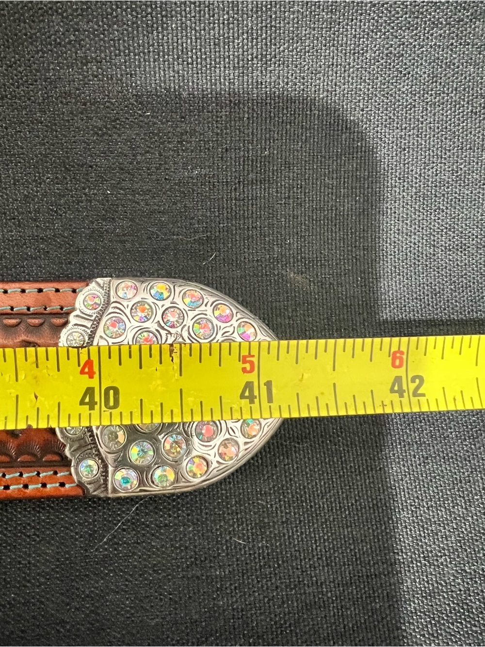Crystal Accent Brown Leather Women’s Belt